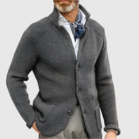 Jovel | Herren strukturierte Strickjacke im Blazer-Stil in Dunkelgrau