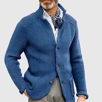 Jovel | Herren strukturierte Strickjacke im Blazer-Stil in Ozeanblau