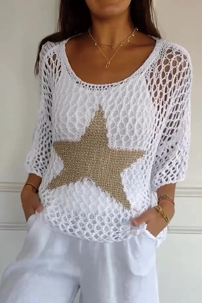 Jenta | Elegantes Strick-Sternen-Shirt