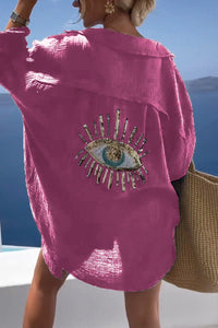 Oversize Baumwollhemd für Frauen | Lange Ärmel in Rosa
