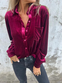 Isabella - Bluse Aus Samt in Rot