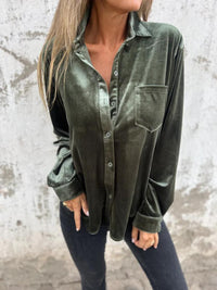 Isabella - Bluse Aus Samt in Grün