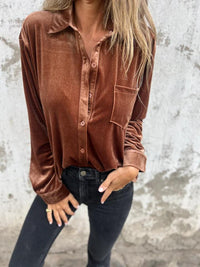 Isabella - Bluse Aus Samt in Braun