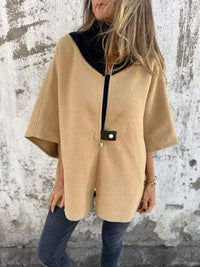 Corana - Stehkragenjacke mit halbem Reißverschluss in Hellbraun