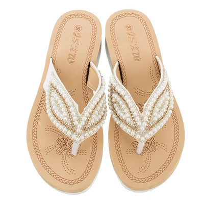 Perla | Stilvolle Perlensandalen in Übergröße für Damen