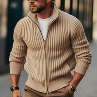 GRANT - HERREN-STRICKJACKE MIT STEHKRAGEN UND REISSVERSCHLUSS in Braun