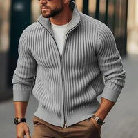 GRANT - HERREN-STRICKJACKE MIT STEHKRAGEN UND REISSVERSCHLUSS in Grau