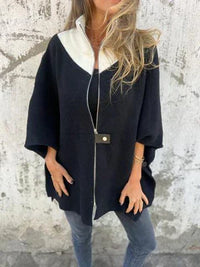 Corana - Stehkragenjacke mit halbem Reißverschluss in Schwarz