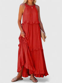 Julia | Damen Elegantes Drapiertes Maxikleid in Rot