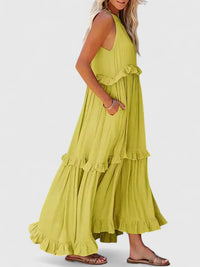 Julia | Damen Elegantes Drapiertes Maxikleid in Gelb