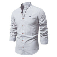 Julian | Herren Stehkragenhemd Langarm Slim Fit in Grau