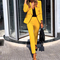 Julianna | Damen Blazer Hose Set Business Anzug in Gelb
