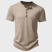 Jumas | Herren lässiges Henley Kurzarm Freizeitshirt in Khaki