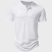 Jumas | Herren lässiges Henley Kurzarm Freizeitshirt in Weiß
