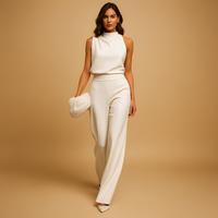 Almerra - Damen-Jumpsuit ohne Ärmel mit weitem Schnitt in Weiß