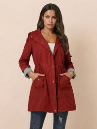 Karin | Damen Wasserabweisende Windbreaker Regenjacke in Rot