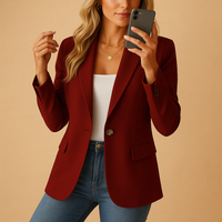 Karina | Damen Einreiher Blazer in Weinrot