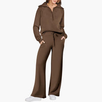 Katarina | Damen Trainingsanzug Set mit Halbzip in Braun