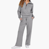 Katarina | Damen Trainingsanzug Set mit Halbzip in Grau