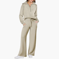 Katarina | Damen Trainingsanzug Set mit Halbzip in Helles Khaki