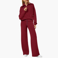 Katarina | Damen Trainingsanzug Set mit Halbzip in Bordeauxrot