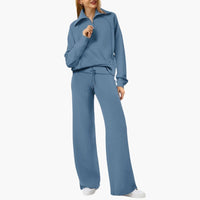 Katarina | Damen Trainingsanzug Set mit Halbzip in Blaugrau