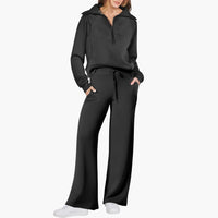 Katarina | Damen Trainingsanzug Set mit Halbzip in Schwarz