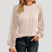 Kersti | Feine Spitzenbluse mit Rundhals in Beige
