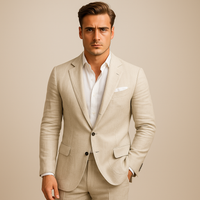 Bastian | Herren Leinen Sommer Blazer Reverskragen Elegant Leicht Casual in Beige