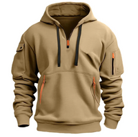 Kilian | Herren Kapuzenpullover mit Reißverschlusstaschen in Khaki