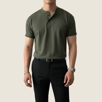 Kjell | Herren Henley Shirt Minimalistisch Sommer in Grün