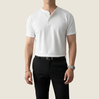 Kjell | Herren Henley Shirt Minimalistisch Sommer in Weiß