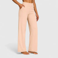 Nadine | Damen Lounge Hose Weit Stretchbund Komfort Casual Zuhause in Aprikose