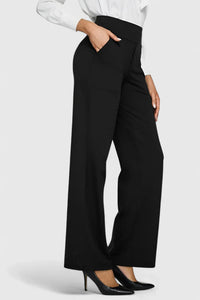 Nadine | Damen Lounge Hose Weit Stretchbund Komfort Casual Zuhause in Schwarz