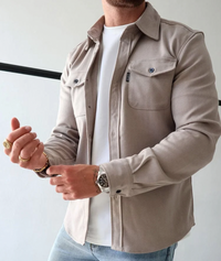 Konstantin | Herren Langarm Freizeithemd in Beige
