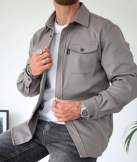 Konstantin | Herren Langarm Freizeithemd in Grau