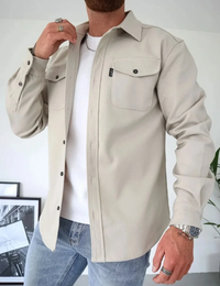 Konstantin | Herren Langarm Freizeithemd in Hellbeige