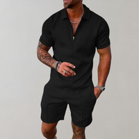 Konstantin | Herren Polo Shorts Set in Schwarz