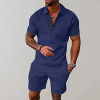 Konstantin | Herren Polo Shorts Set in Marineblau