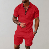 Konstantin | Herren Polo Shorts Set in Rot
