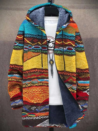 Leonie | Kunstdruck Fleece-gefütterter Oversized Zip-Hoodie Cardigan in Retro