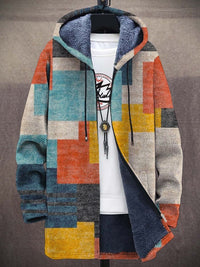Leonie | Kunstdruck Fleece-gefütterter Oversized Zip-Hoodie Cardigan in Mehrfarbig