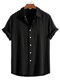 Kurzarm-Button-Down-Hemd für Herren in Schwarz