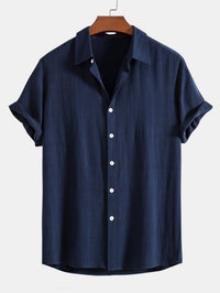 Kurzarm-Button-Down-Hemd für Herren in Marineblau