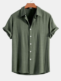 Kurzarm-Button-Down-Hemd für Herren in Olivgrün