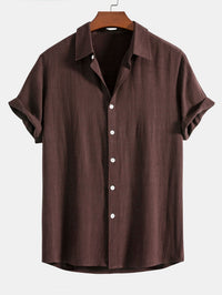 Kurzarm-Button-Down-Hemd für Herren in Dunkelbraun