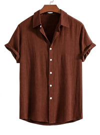 Kurzarm-Button-Down-Hemd für Herren in Braun