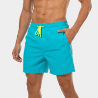 Kurze Herren-Badeshorts mit Kontrastbund in Türkis