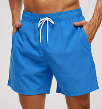 Kurze Herren-Badeshorts mit Kontrastbund in Sky Blue
