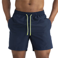 Kurze Herren-Badeshorts mit Kontrastbund in Marineblau